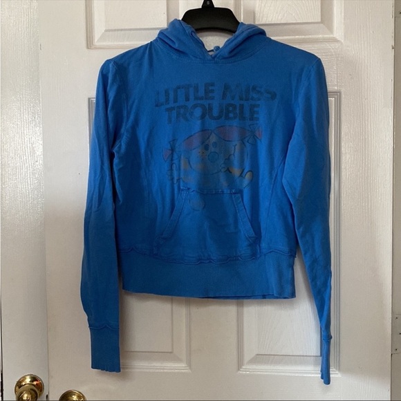 Y2K Junk Food Loves KITSON Cobalt Blue Little Miss Trouble Hoodie - Picture 3 of 10